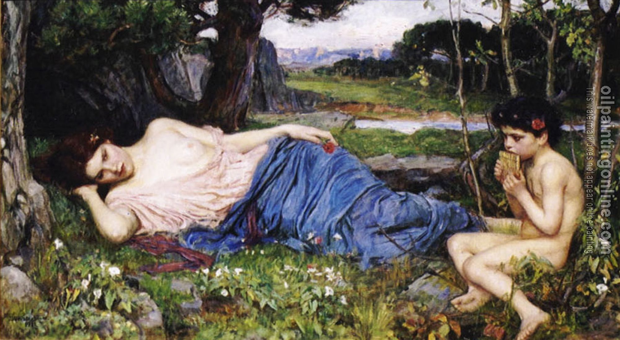 Waterhouse, John William - Listening to His Sweet Pipings